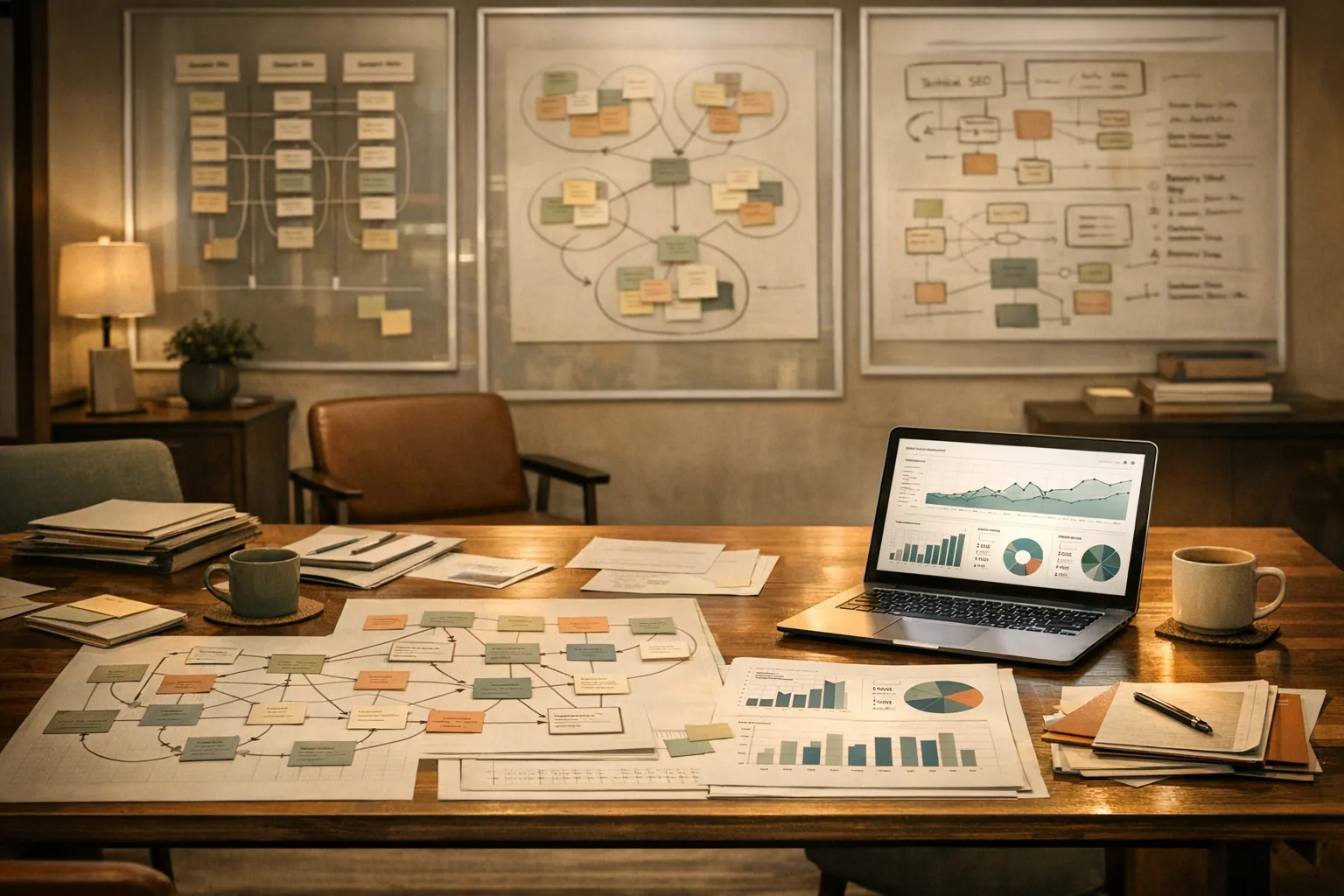 Warsztat SEOmmerce z mapa intencji, dashboardem wzrostu i planowaniem linkowania wewnętrznego.
